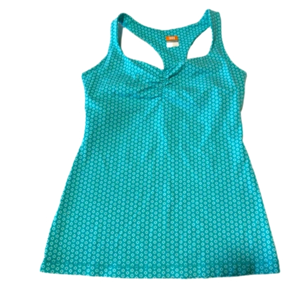 Lucy Turquoise Racerback Active Athletic Tank Top Sz: S Floral Print